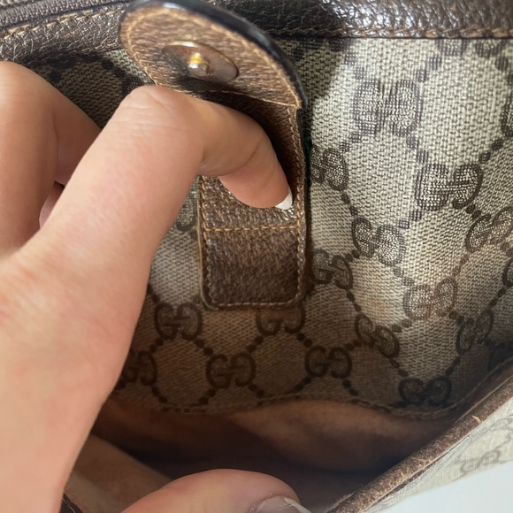 SOLD GUCCI Sherry line GG Web PVC canvas browns crossbody shoulder bag - Picture 7 of 10